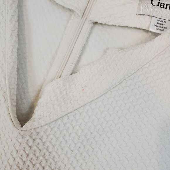 Ganni Textured Black White Mini Dress S Pleated Vneck Quiet Luxury Minimalistic - Picture 6 of 14